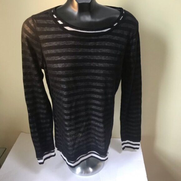 Michael Kors NEW Striped Sweater Layered Crew Soft Cotton Lightweight Preppy L - Picture 2 of 12